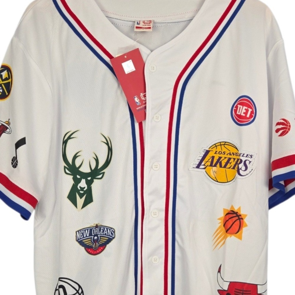 Ultra Game NBA Jersey Mens XL White Basketball All Over Print Short Sleeve NWT